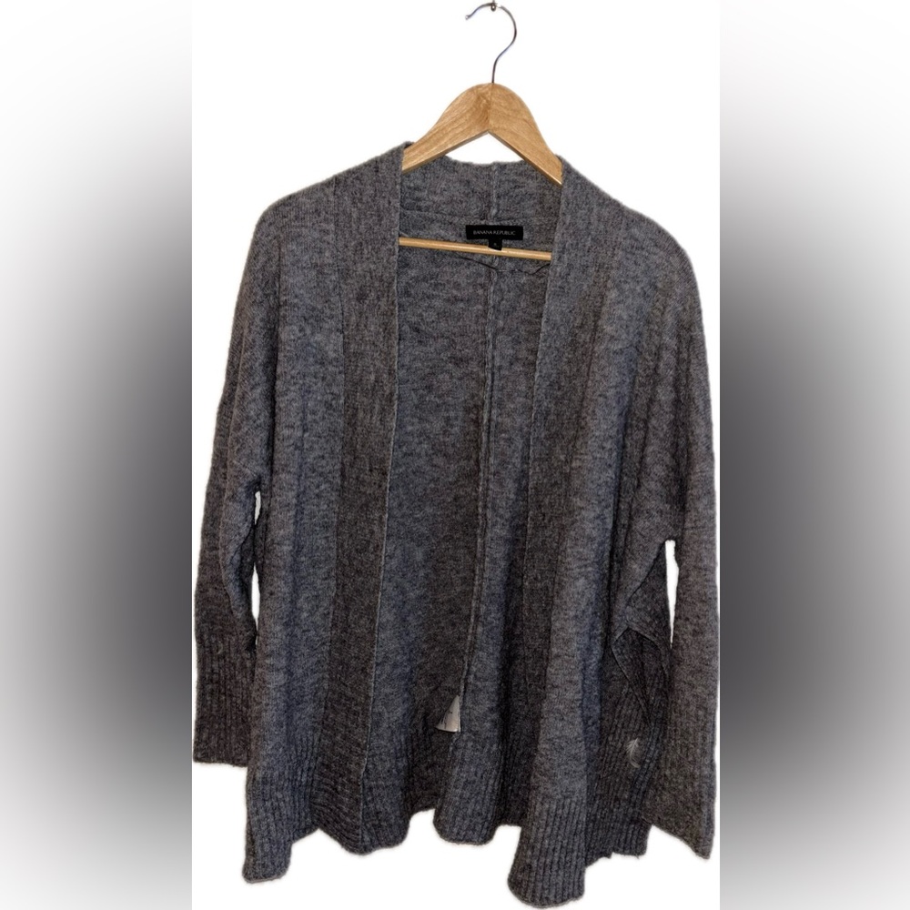 Banana Republic Gray Merino Wool Open-Front Sweater